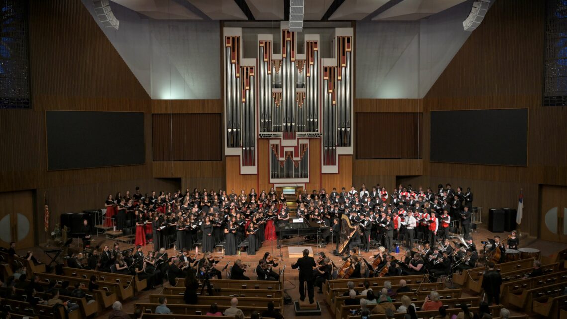 Photo of the Music Festival choir singing in the College View Church